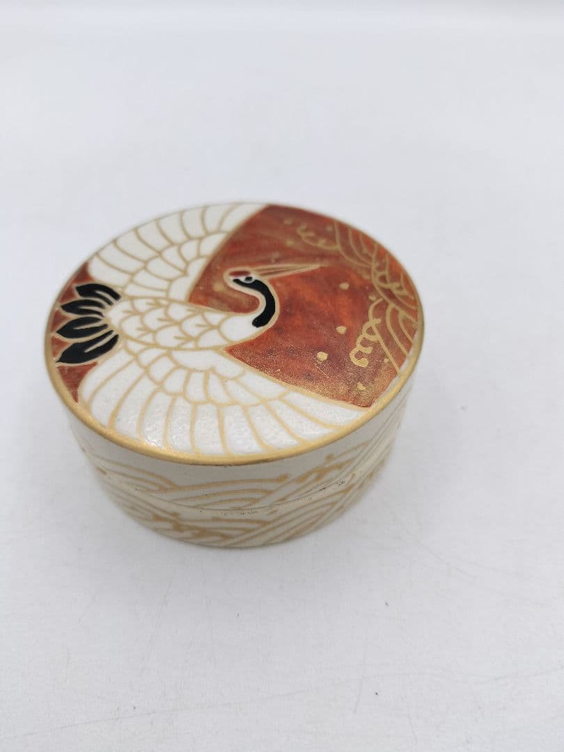 c378【新品・未使用】香合 日の出鶴 南口閑粋 木箱 茶道具