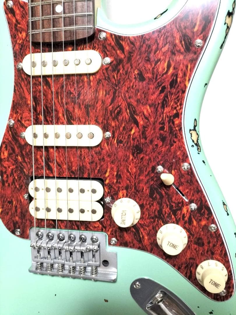 ストラトシンライン②　ハードレリックサーフグリーン　SSH　ステンレスフレット