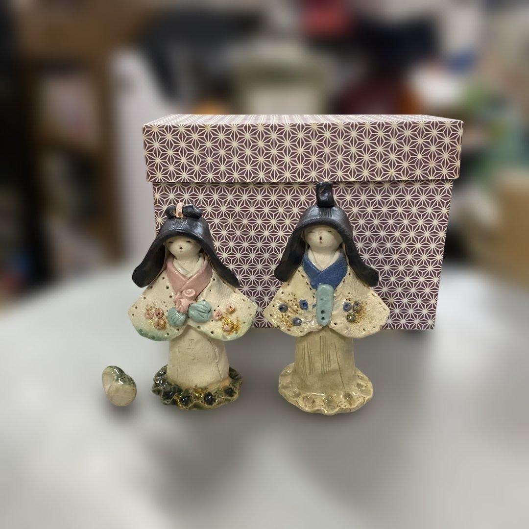 陶器　焼き物　水野雅子　作家作品　雛人形　雅子手稔り夫婦立體