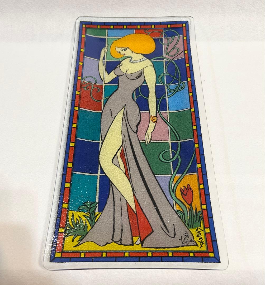 小島功 金の女 ガラス絵皿 昭和レトロ 美人画 アートプレート 置物 インテリア