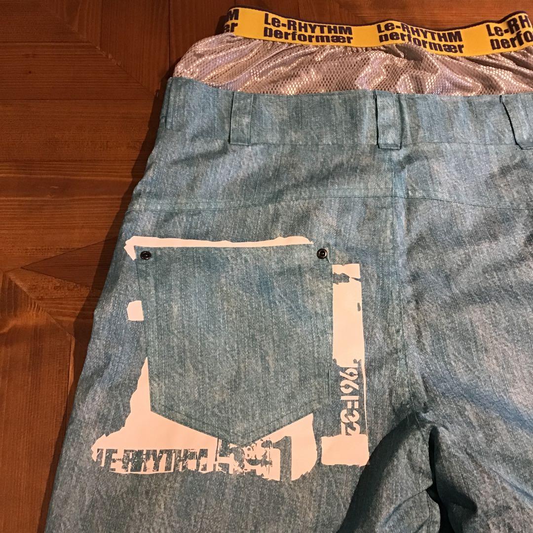 スノボウェア　上下セット　le-Rhythm ボーダー　モノトーン　ブルー　S