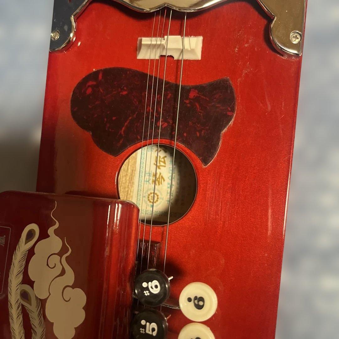 大正琴 赤 鳳凰彫刻 琴伝流 ケース付き