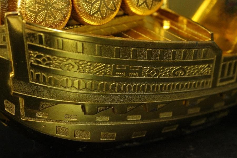 鍍金 宝舟 吉祥飾 置物(ZE411)