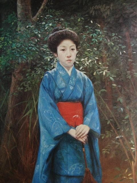 岡田三郎助、【萩】、新品高級額 額装付、年代物・希少画集画、状態良好