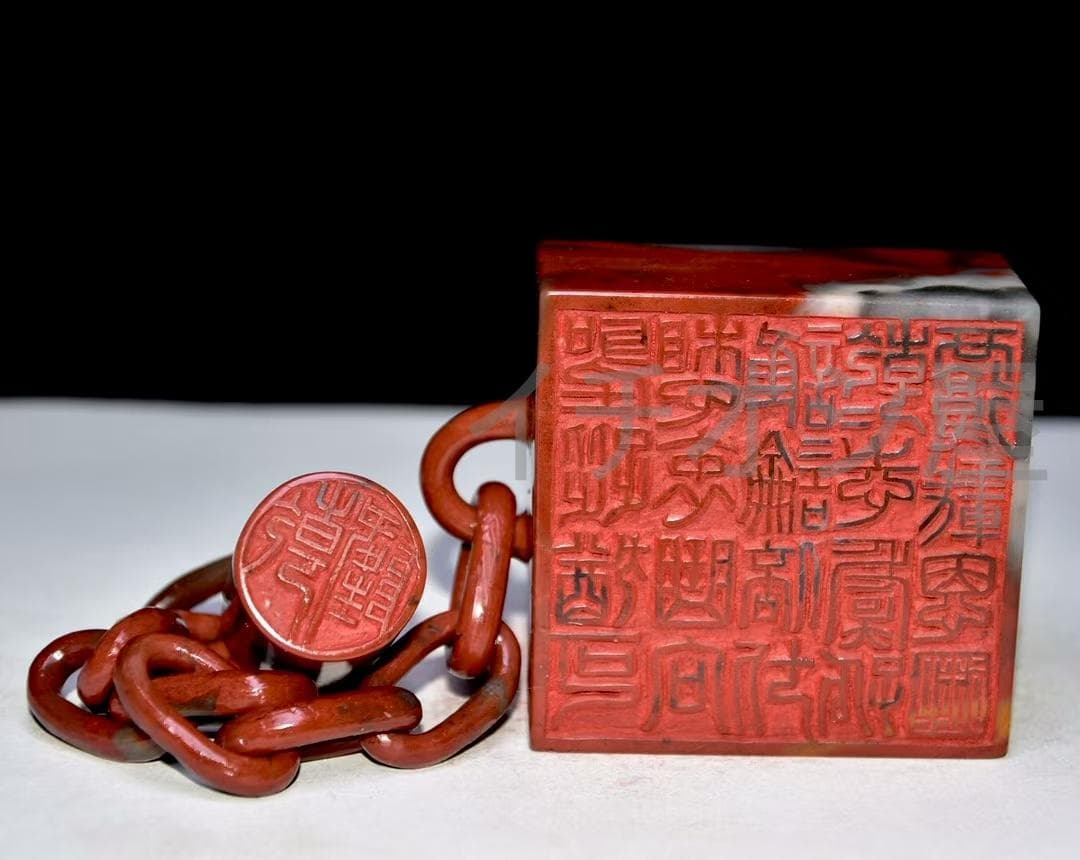 中国古美術 乾隆二十七年内務府製 寿山石彫 套章 印鑑 印章 極細工 篆刻 古玩