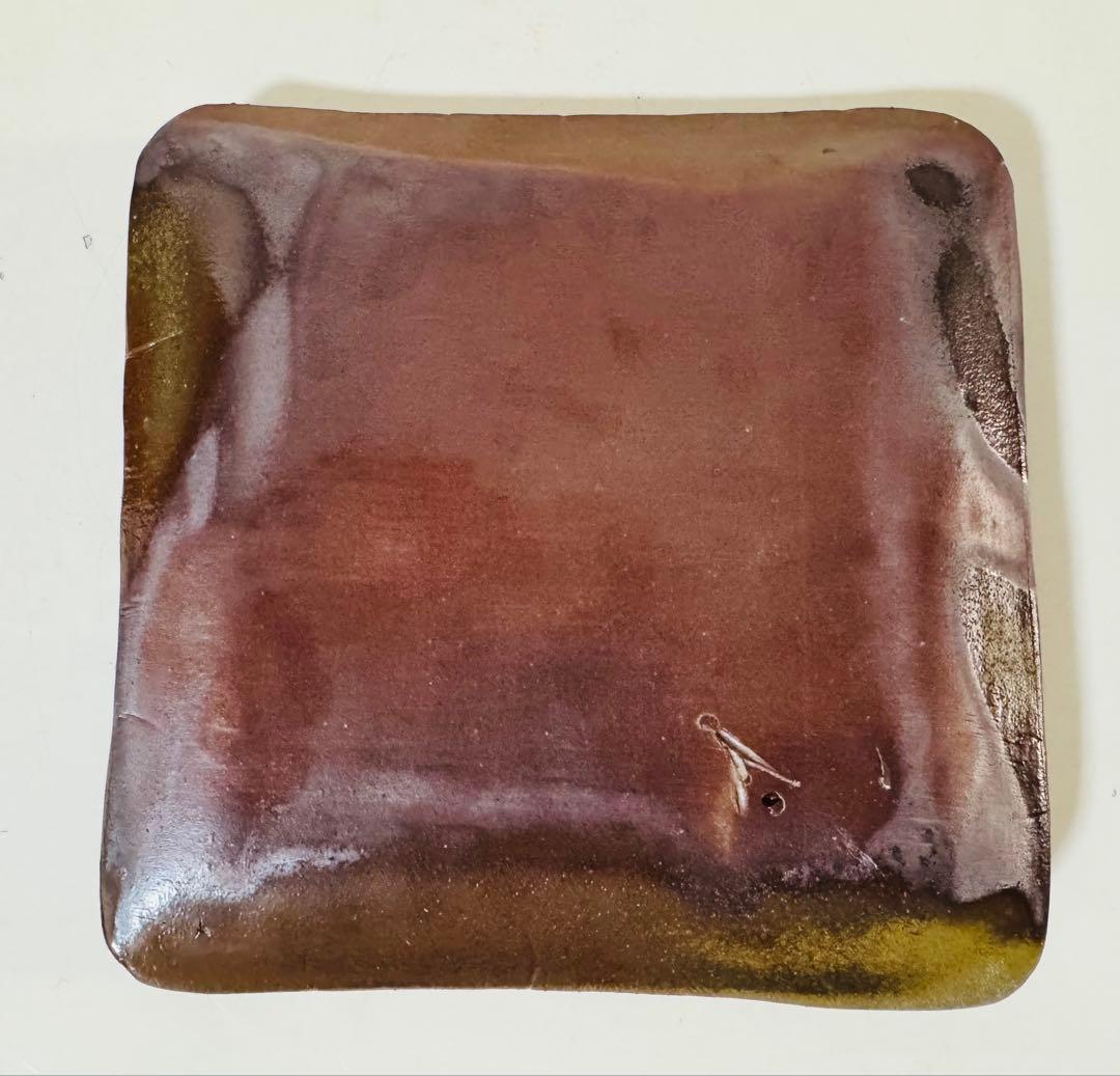 人間国宝 藤原雄 四方皿 共箱 備前