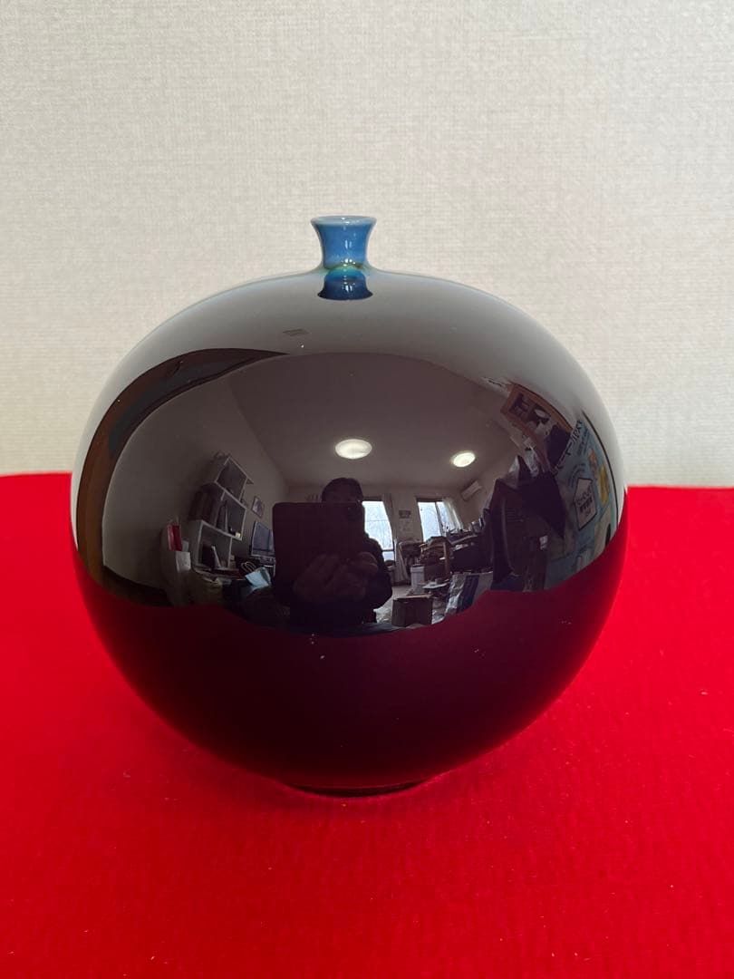 【希少】人間国宝 三代 徳田八十吉 (正彦銘)深厚耀彩 線文 壺 T253