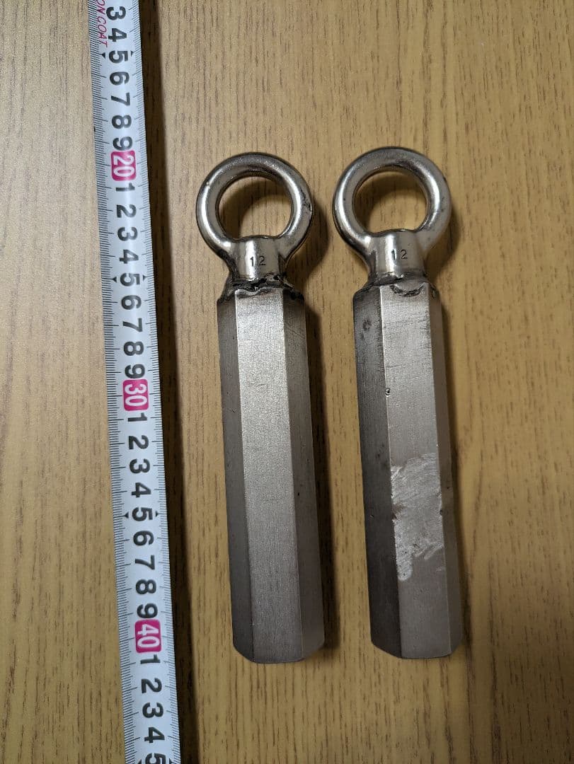 六角ハンドル 両手分２本　全長200ミリ　縦グリップ　縄跳び　ヌンチャク