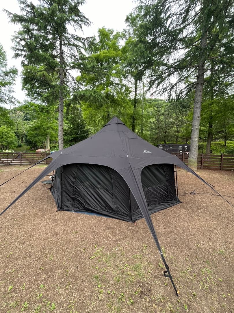 【廃盤品】KANGGOGO ベルテント 黒 TC 5ｍ　グランドシート付属