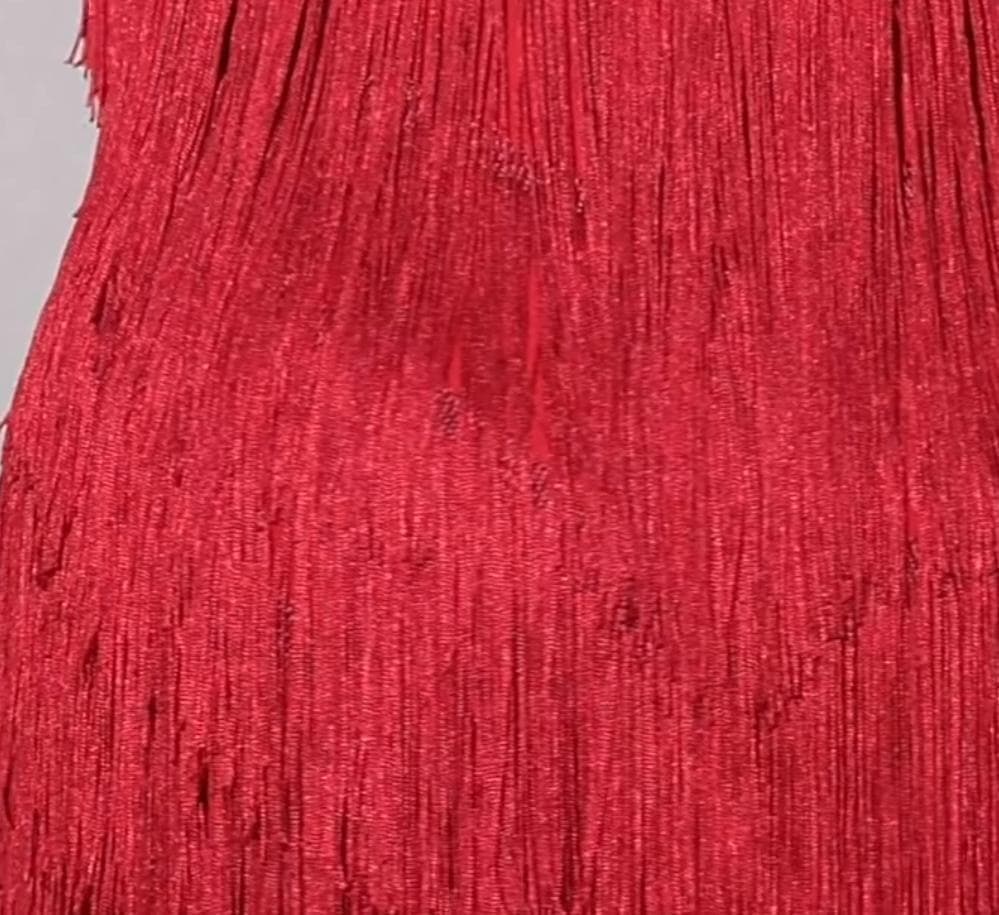 社交ダンス衣装 ラテンワンピース フリンジドレス ワインレッド オーダーメイド