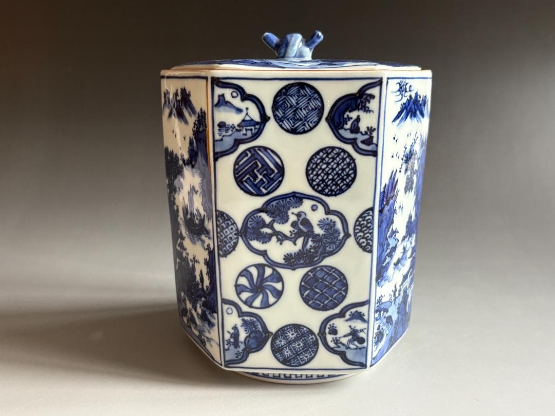 水指　林淡幽　祥瑞　扇面山水　水指　茶道具