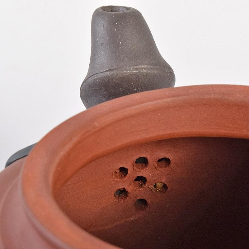 中国　紫砂　朱泥　貼松竹梅文　急須　茶壷　在銘　C　R7568