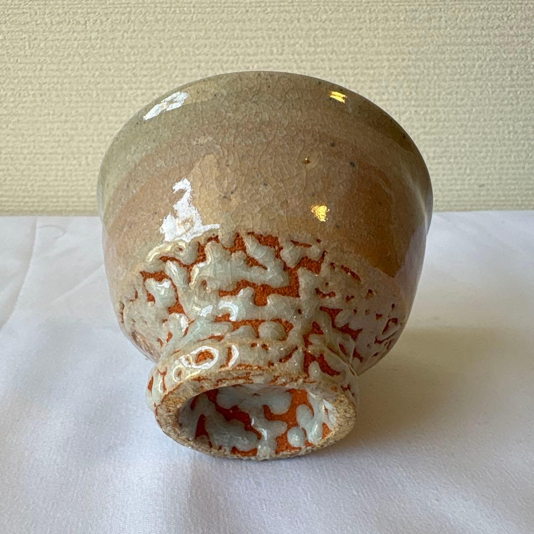 韓国人間国宝　李朝七代白山　金正玉作　嶺南窯 ぐい呑み　共箱