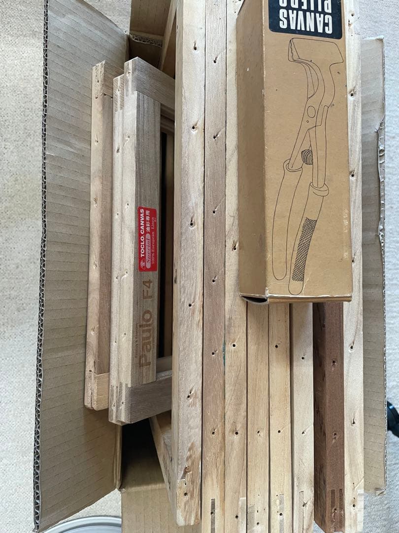 木製キャンバスフレームセット + プライヤー　14点セット