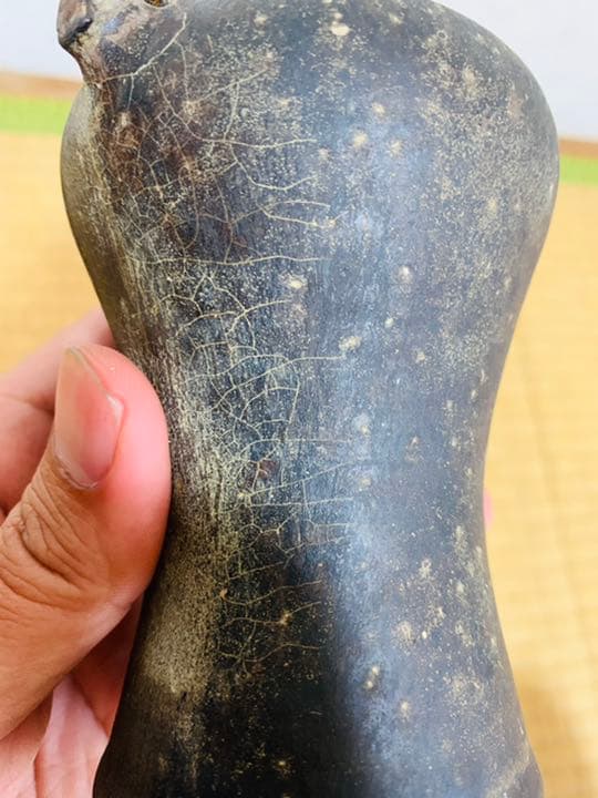 12から13世紀　中国　黒高麗　神獣首瓶