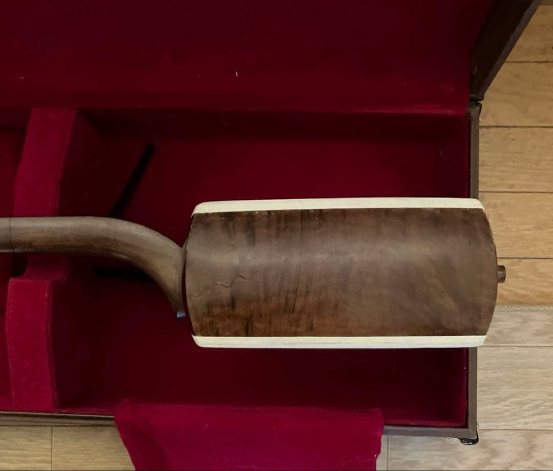 長唄・小唄三味線 銀細 綾杉洞 桑棹 かんべり修理済み 革両面張替済み