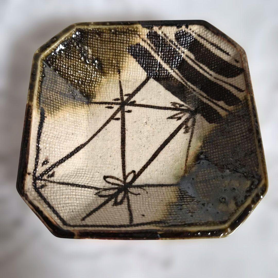 【加藤春二】葵窯『織部』五客小皿 未使用　共箱