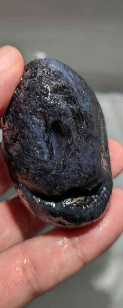 原石　十勝石玲瓏　ブルーベースレインボーオブシディアン　超特級品