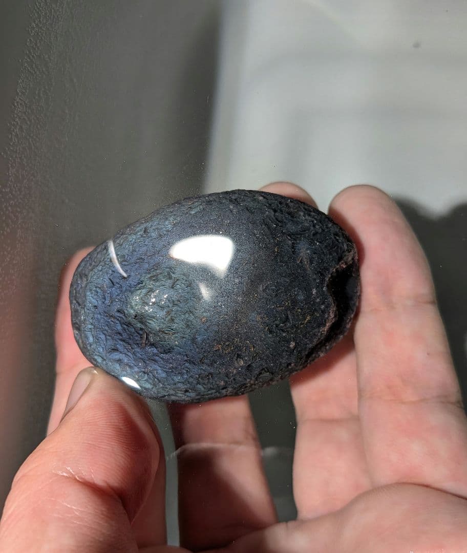 原石　十勝石玲瓏　ブルーベースレインボーオブシディアン　超特級品