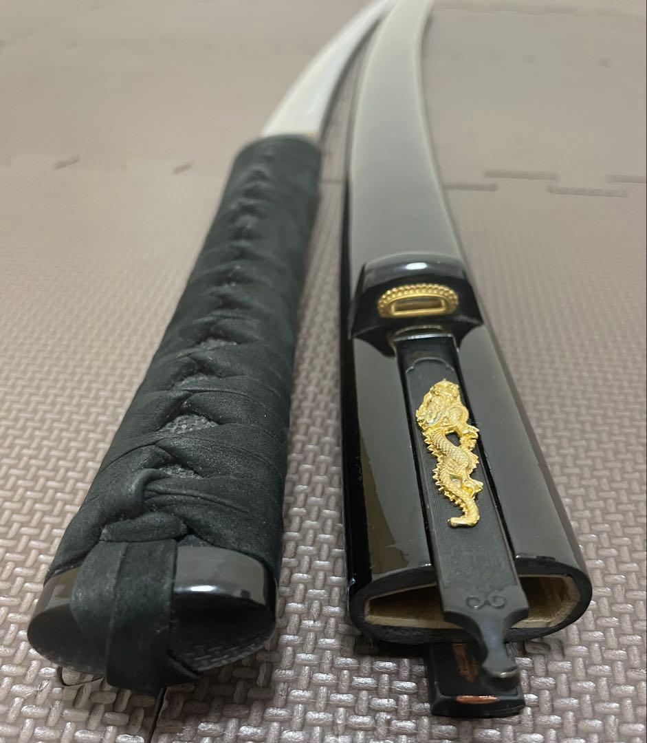 模造刀 日本刀 忍者刀 黒鞘 龍紋