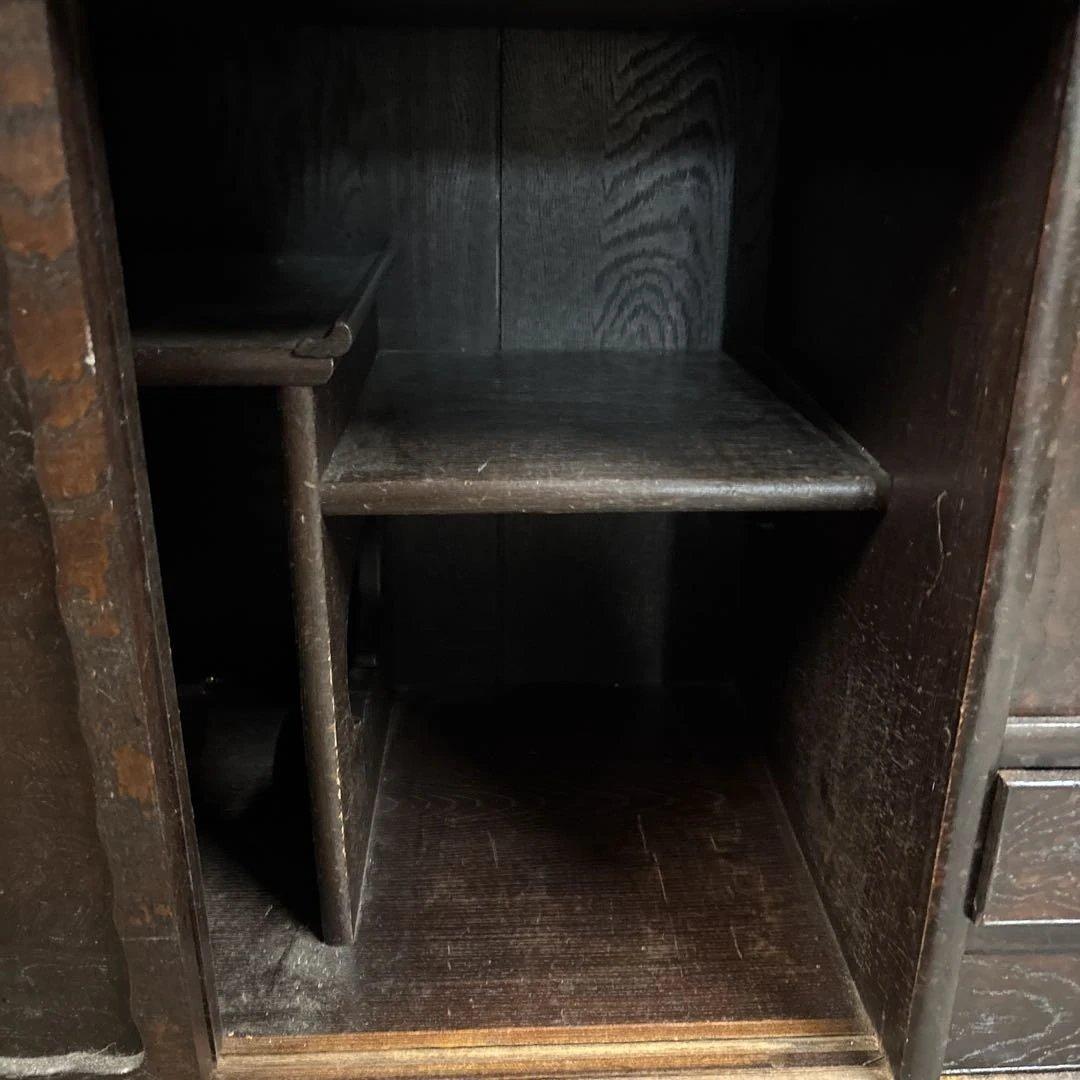 木製ガラス扉付き箪笥　時代家具