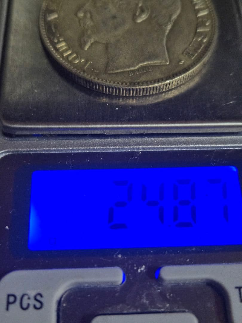 美品 5フラン 1852年 ナポレオン3世 24.89g SV900