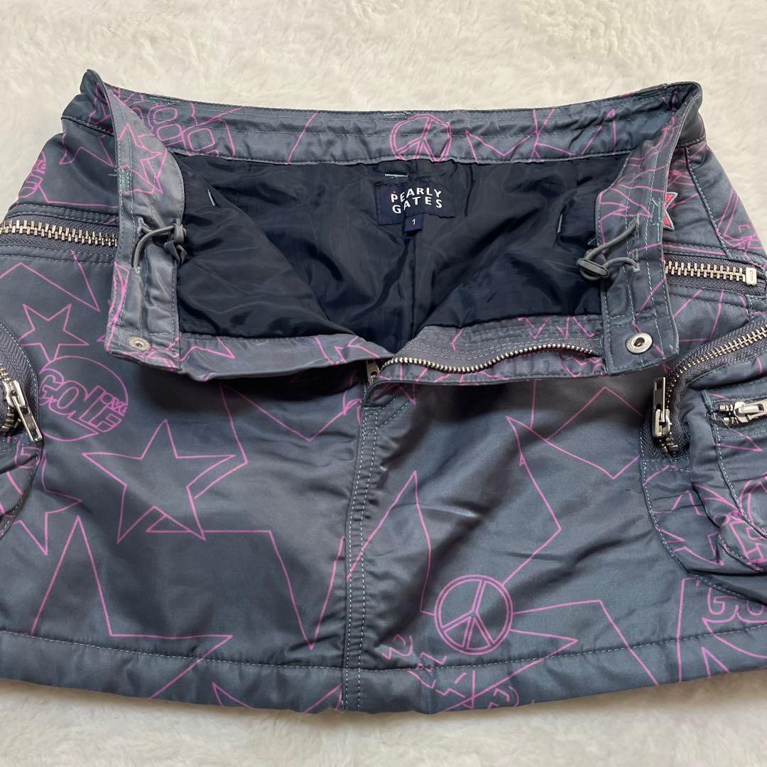 パーリーゲイツ ゴルフ ポーチ付き中綿スカート ロゴワッペン 星柄 スマイル 1
