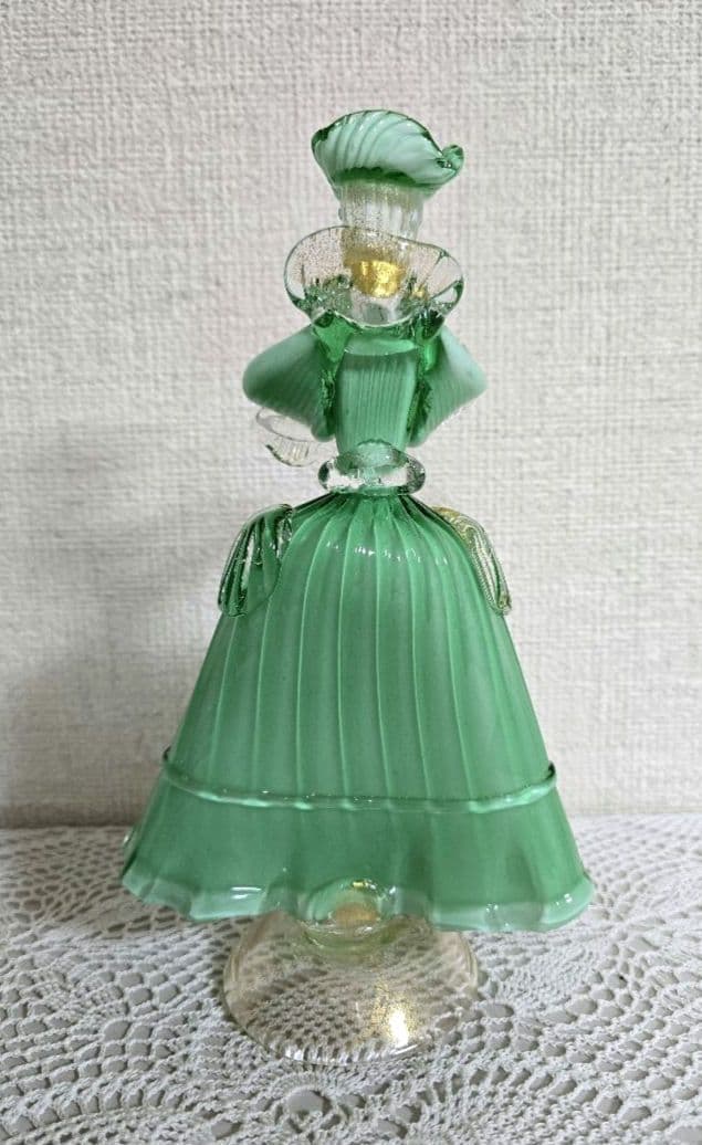 ベネチアングラス 人形 Murano グリーン