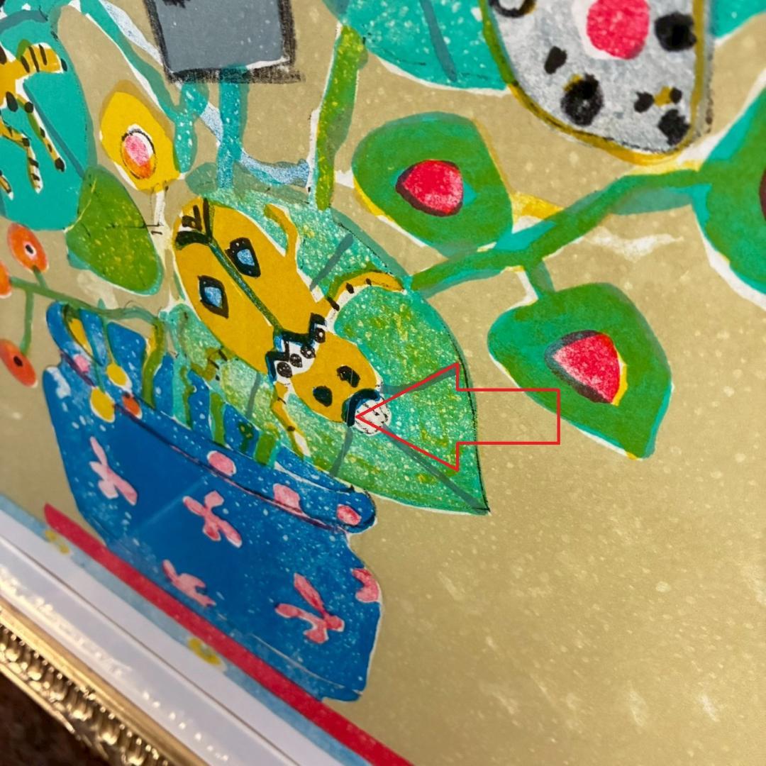 美品 ポール・アイズピリ「鳥と花束」リトグラフ 直筆サイン入 豪華額装 パリ画壇