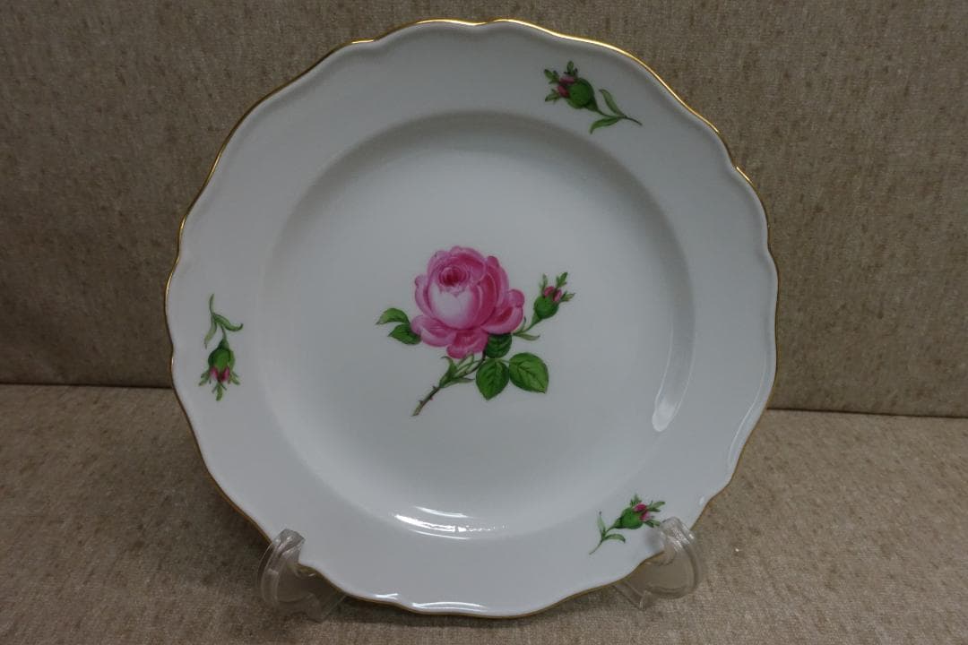 マイセン ピンクローズ 金彩プレートペア