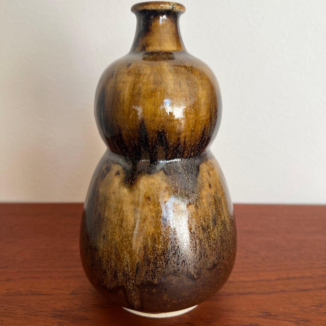 【希少】瀬戸本業窯 水野半次郎作 鉄釉瓢形壺 民藝