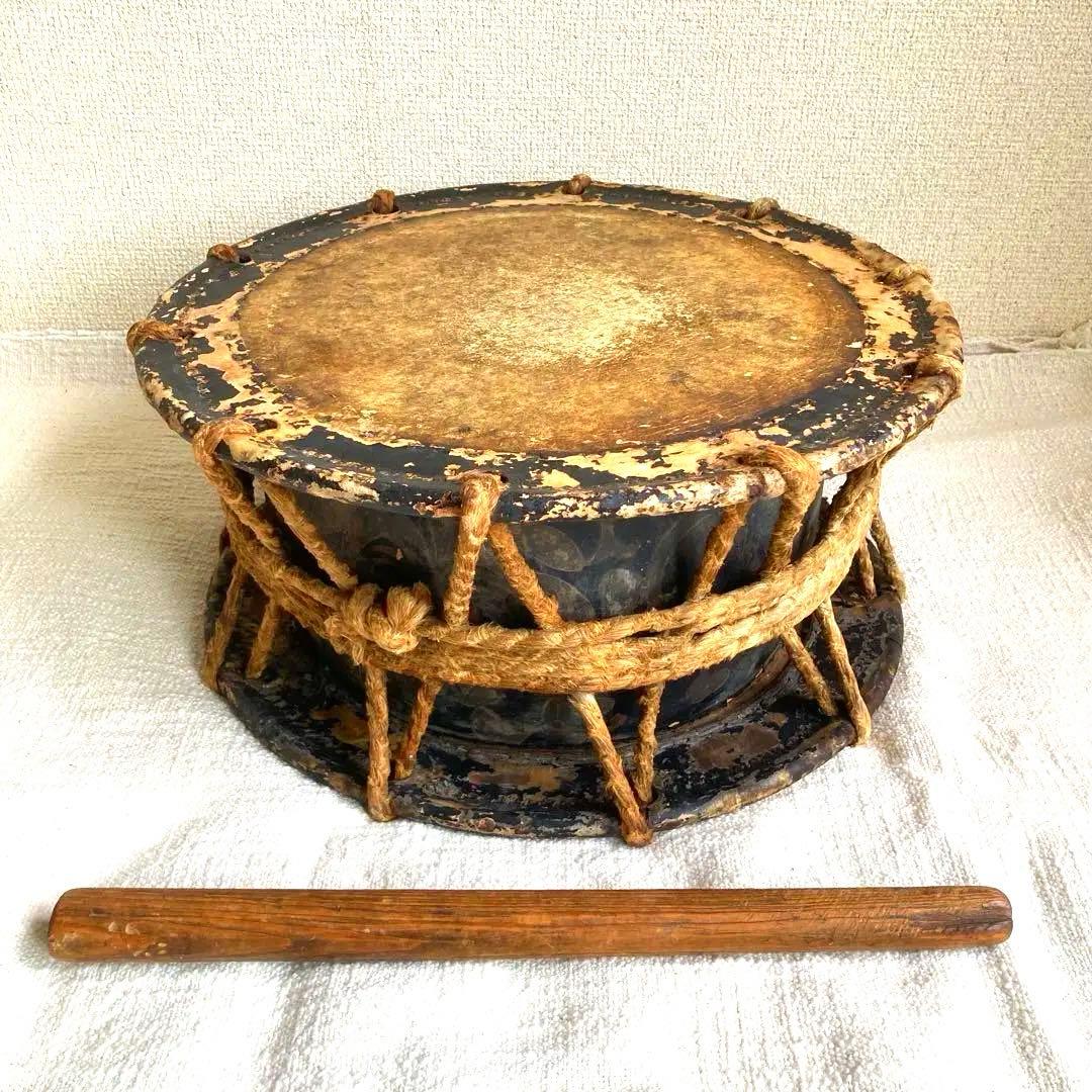和太鼓　締太鼓　蒔絵胴　アンティーク　骨董