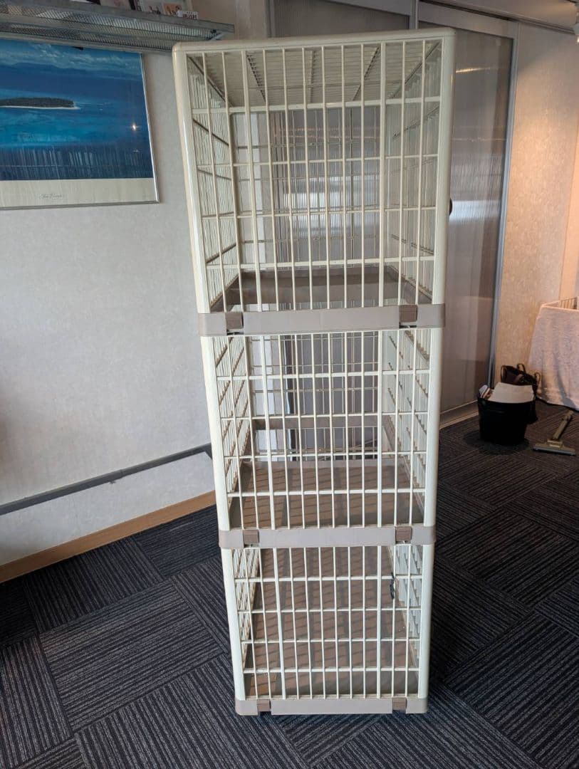 キャットケージ 3段 プラケージ アイリスオーヤマ 813 ベージュ