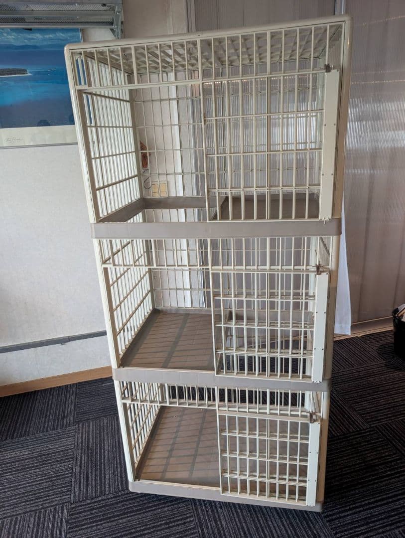 キャットケージ 3段 プラケージ アイリスオーヤマ 813 ベージュ