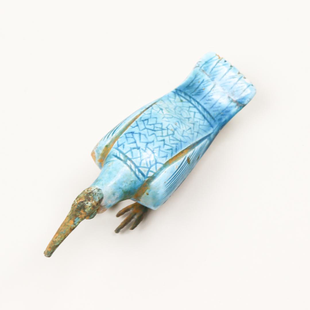 エジプト トキ アミュレット 銅と陶器 置物