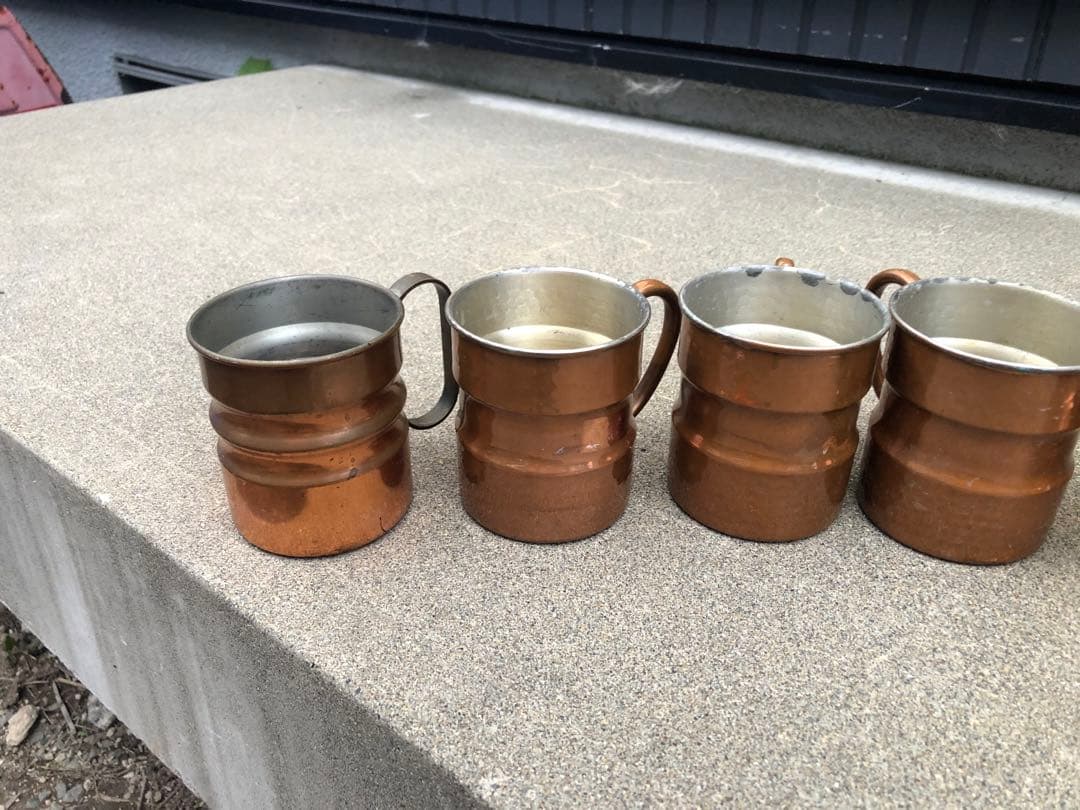 銅製マグカップと鍋のセットキャンプ用