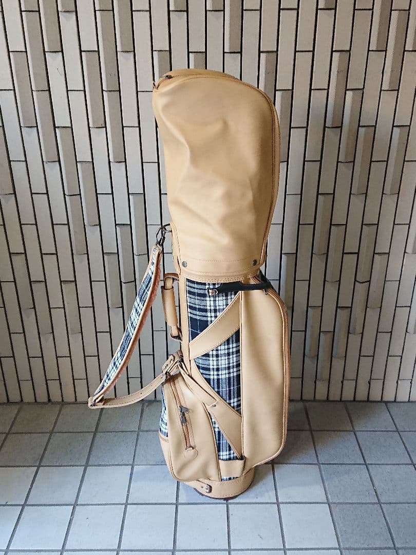 希少 USA キャディバッグ ベージュ チェック柄