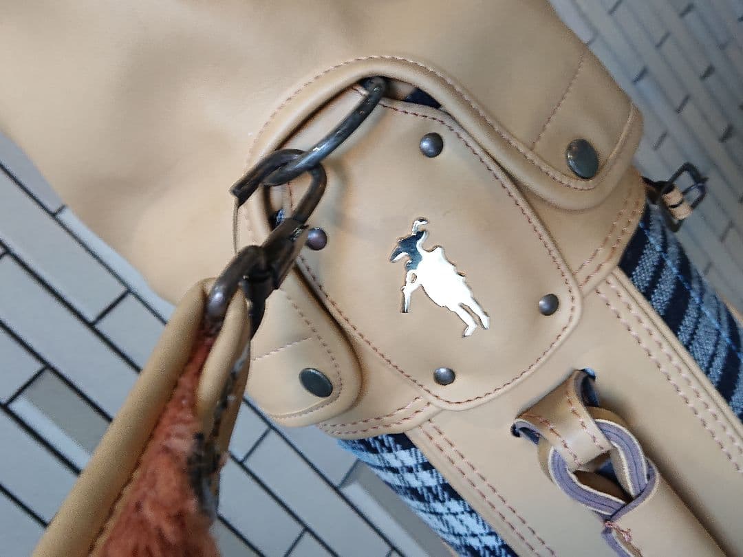 希少 USA キャディバッグ ベージュ チェック柄