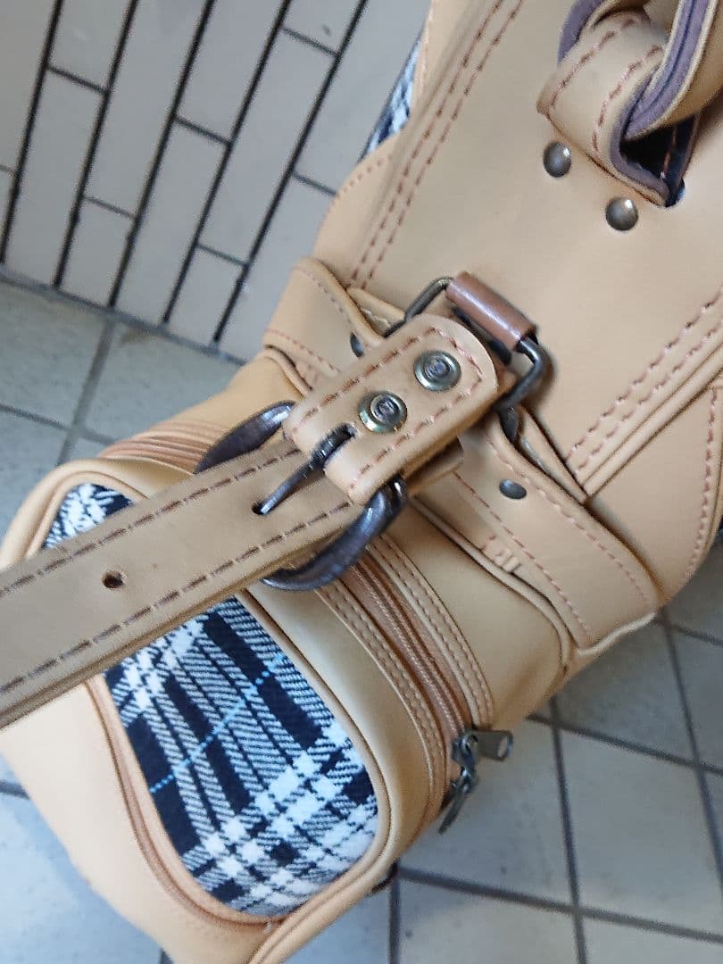 希少 USA キャディバッグ ベージュ チェック柄
