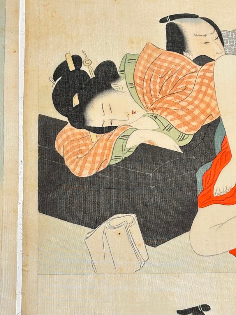 「彩色肉筆春画」明治頃筆 絹本 12図2枚|艶本 わじるしわ印浮世絵 錦絵 和本