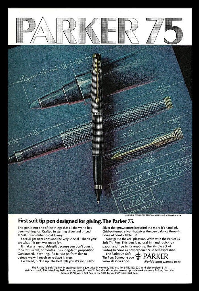 ◆未使用 1970年代 珍品！米国製 シルバー製（銀製）パーカー75 サインペン