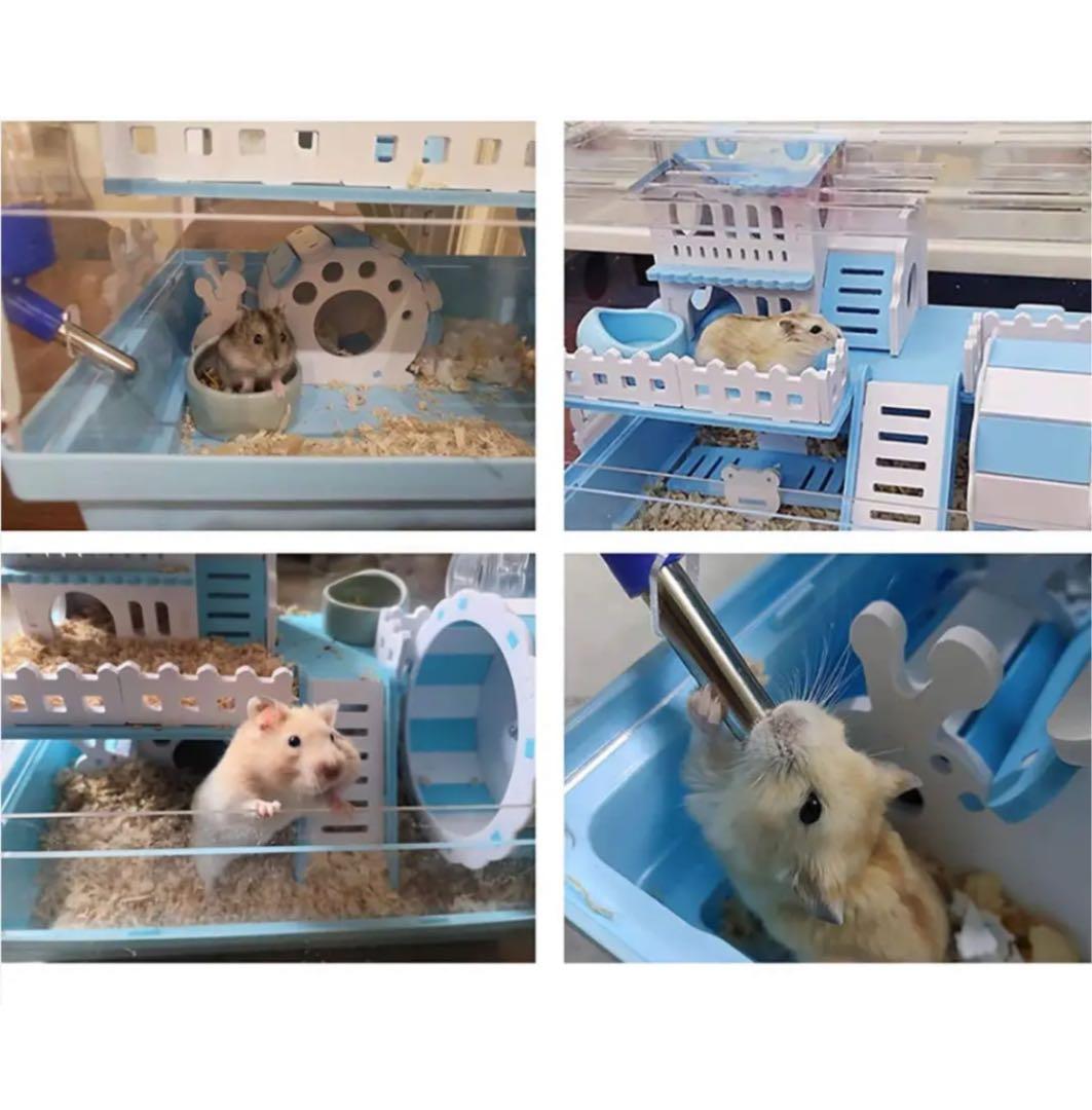ハムスターケージ 小動物用ケージ 透明 ２階デザイン よく見える アクリル製
