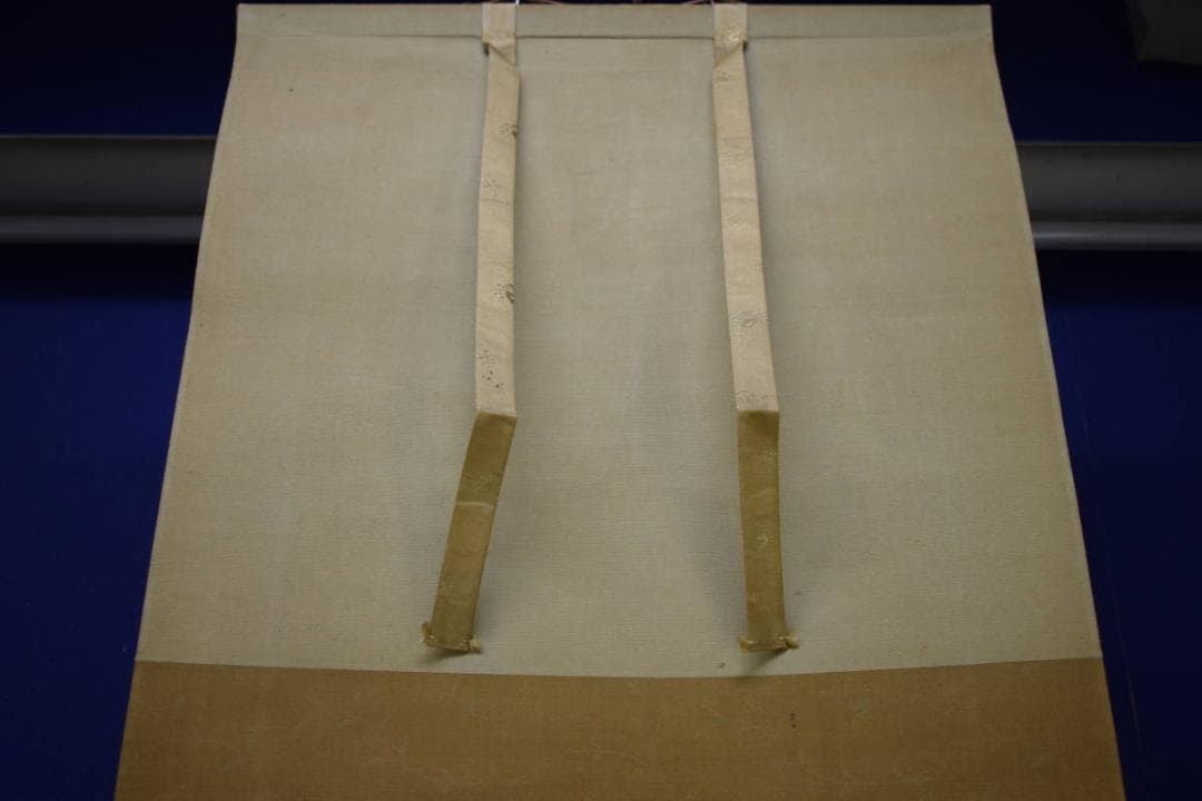 真作/寺崎広業/山水月下帆船図/布袋屋掛軸HI-28