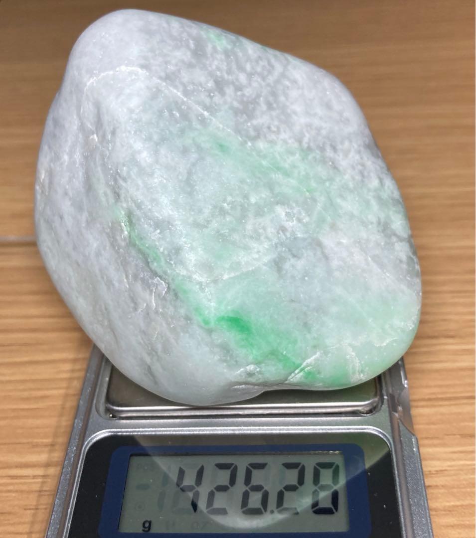 専用【プレミアム翡翠】糸魚川翡翠　ロウカン質 翡翠　白×翠　原石　426.2ｇ