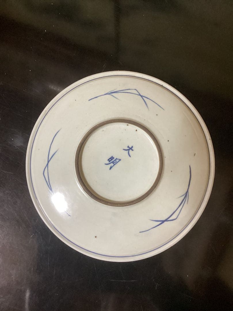 古美術　初期伊万里　染付花鳥文中皿　時代物江戸前期