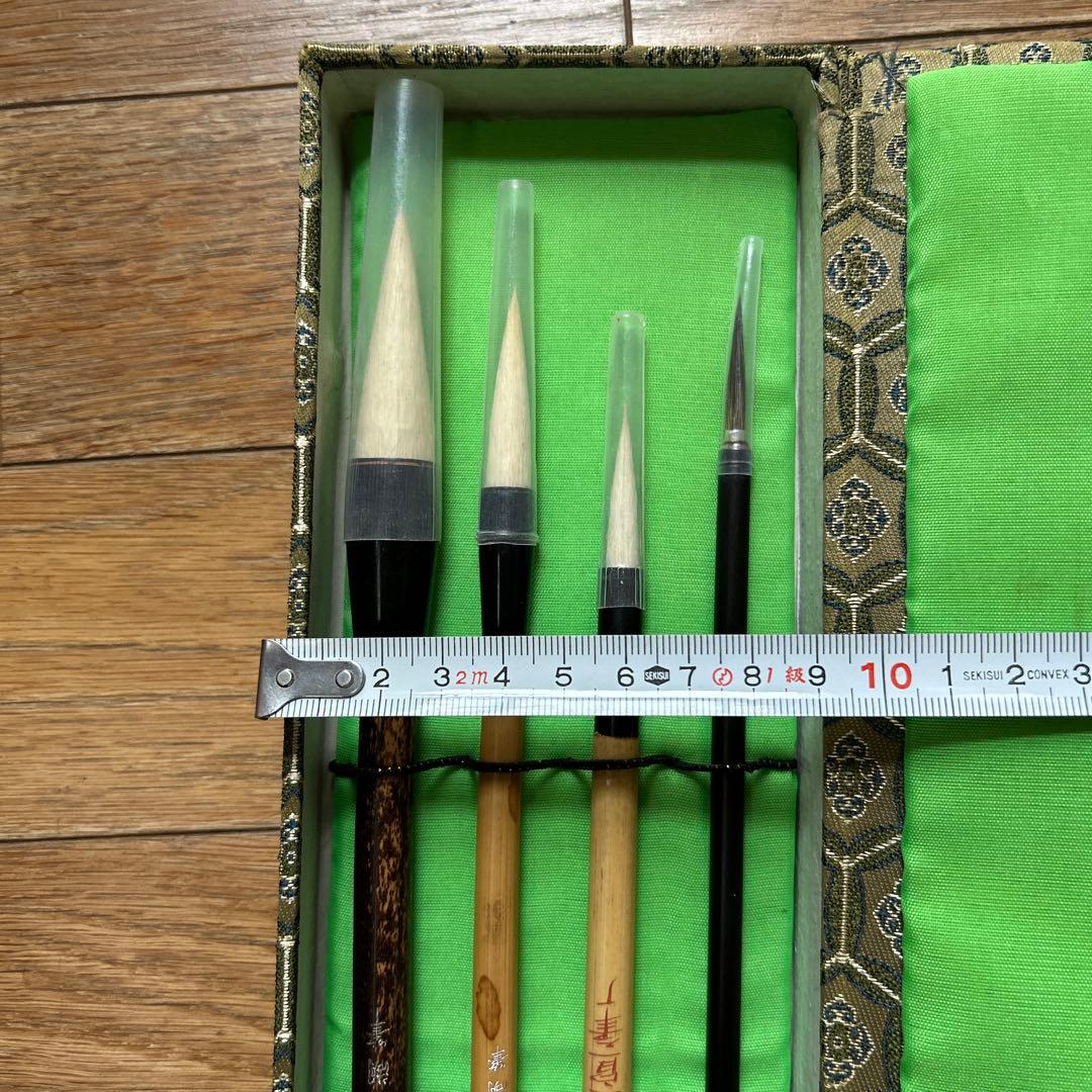 最高級書道、水墨画名品【中国文房精製貢品名筆4本組】高級天然竹使用高級化粧箱付