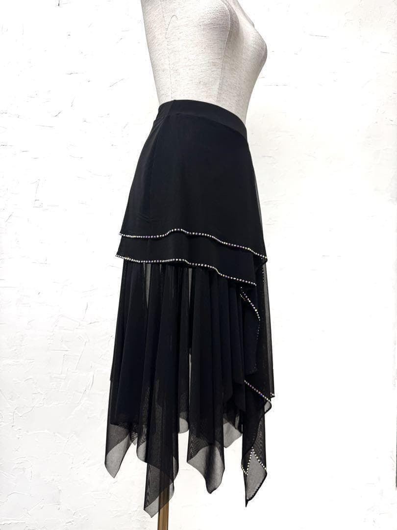 【ラテン】新品　ラインストーン　段々ラテンスカートr328