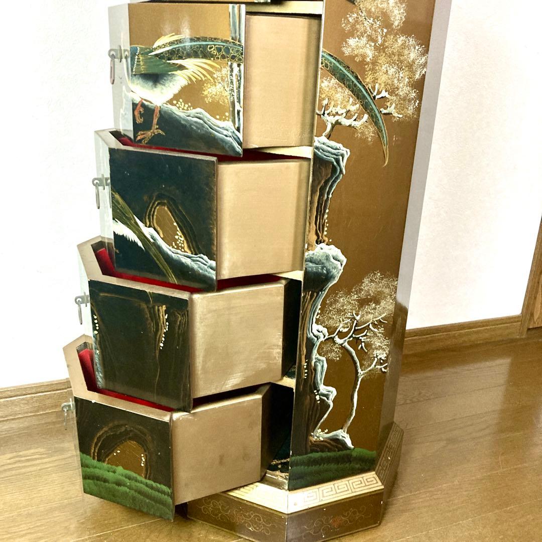 中国家具 八角型 8杯 引き出し 箪笥 チェスト 花台 高卓 飾り台