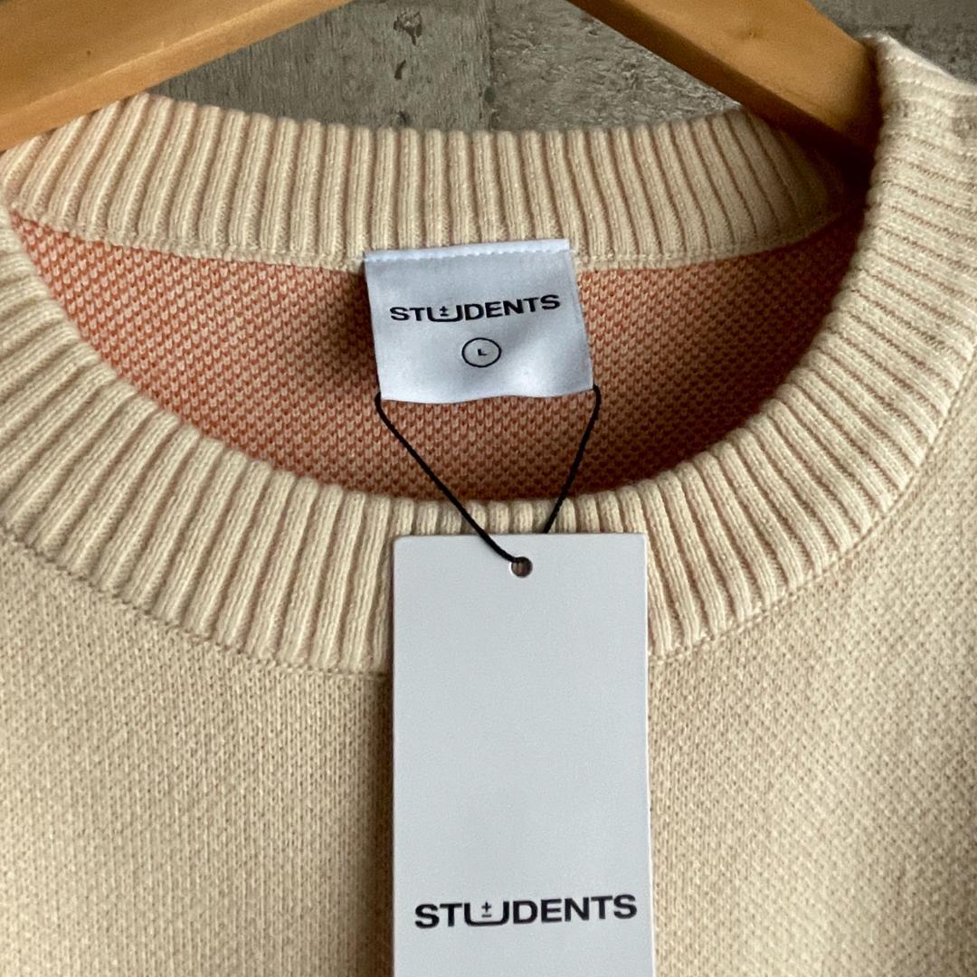 新品 Students Golf ジャガードセーター ゴルフニット カーキ L