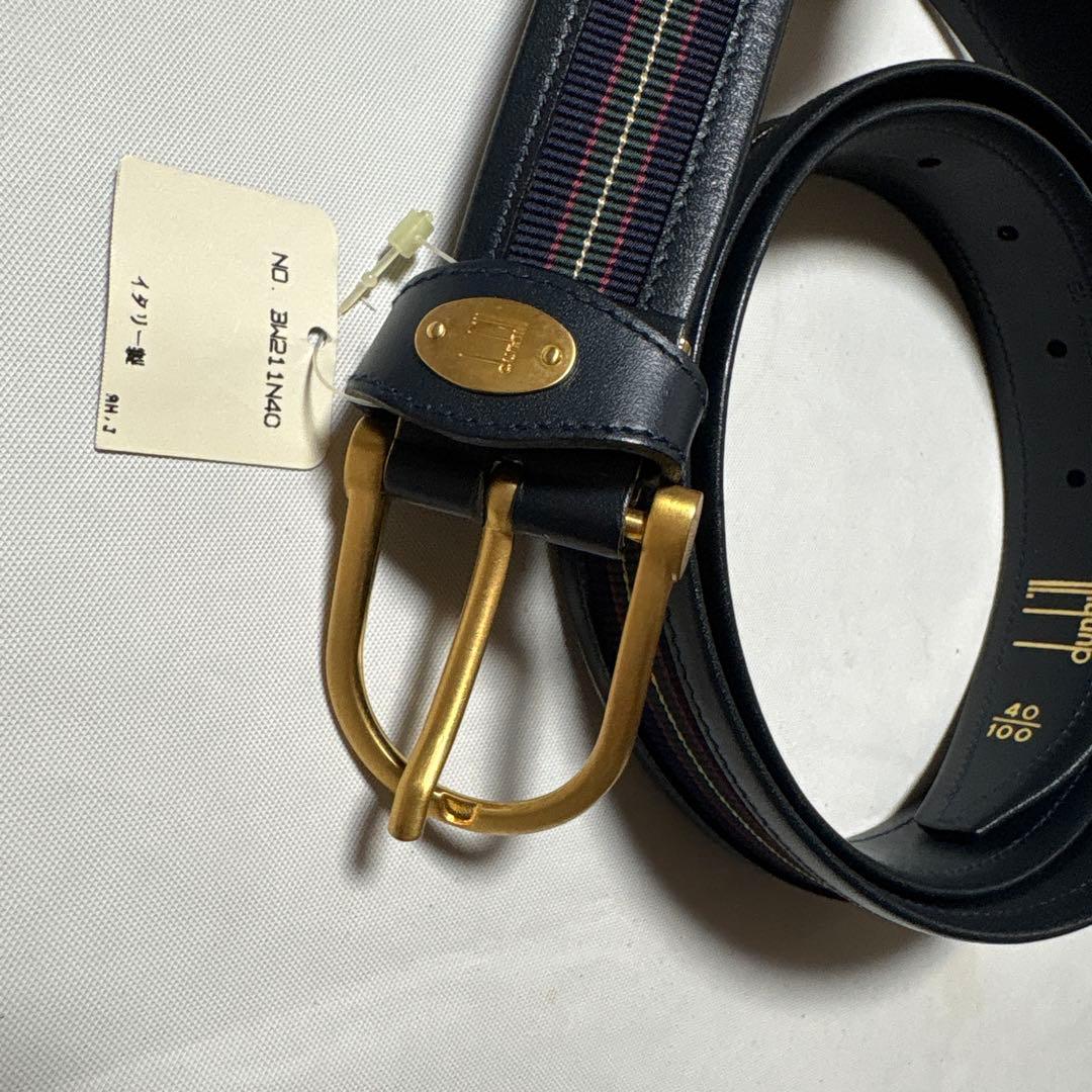 ストライプデザイン ベルト 黒に近い紺